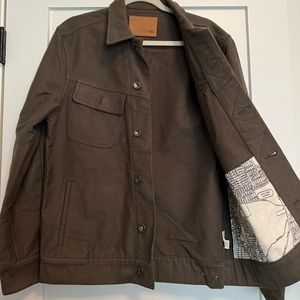 Mens sustainable canvas utility trucker jacket